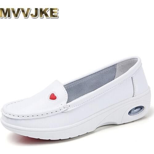MVVJKE 2020 spring autumn new fashion women shoes genuine leather boat shoes woman flat lazy non-slip casual shoes size
