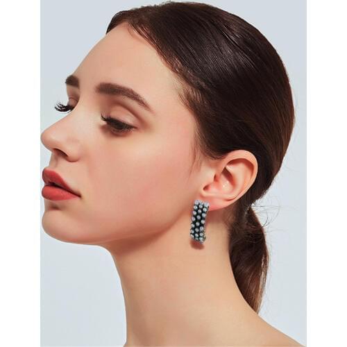 CRLEY Vintage C Shape Stud Earring for Women s925 Antique Silver Tone Freshwater Pearl Charming ashion Jewelry Retro Accessories