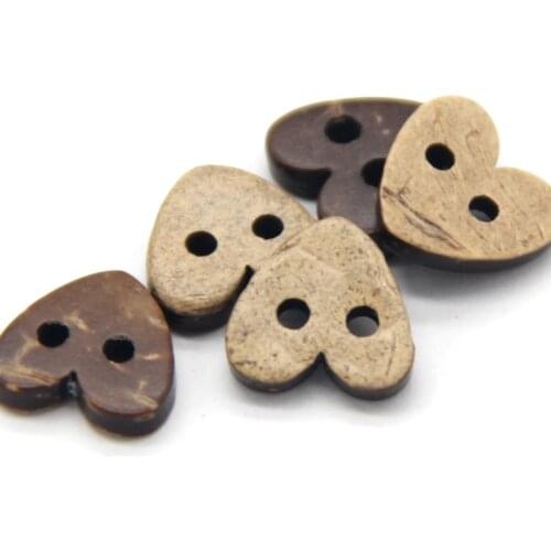 2 Holes 10mm Natural Heart Wood Coconut Sewing Buttons For Clothes Children Scrapbooking Wood Decorative Accessories Wholesale