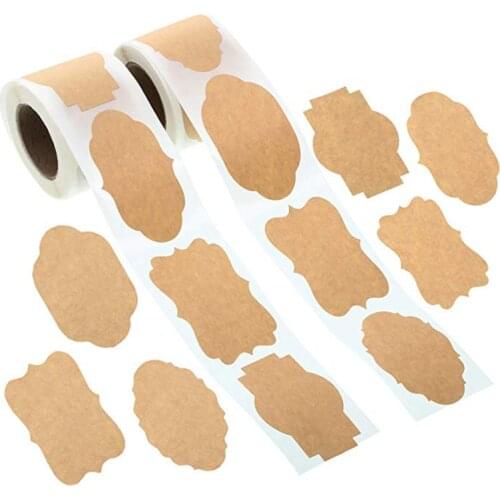 250 Pcs/Roll Handmade Kraft Paper Custom Labels Stickers 1.2x 2 Inch Waterproof Adhesive Label For Bottle Jar Marker Stickers