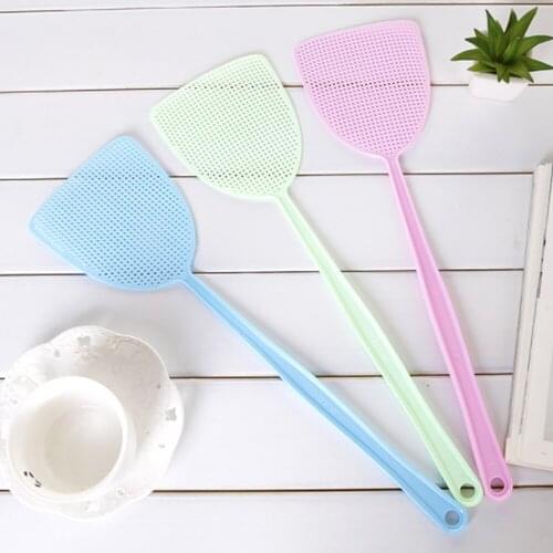 3Pcs Flyswatter Manual Fly Swatter Pest Control Plastic Durable Long Handle Solid Color Bug Mosquito Repellent Tool Home Kitchen
