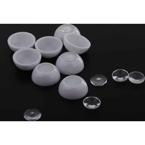 4 Pairs of 14mm Semicircular Hollow Doll White Eyes with 8mm Clear Iris Pupae