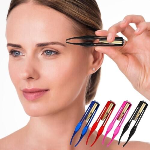 4 Pieces Of Eyebrow Clip Tweezers With LED Light Fill Light Stainless Steel Eyebrow Clip Eyelash Eyebrow Lighting Eyebrow Pliers