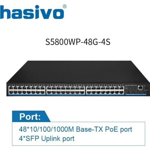 48 Port Managed PoE Ethernet Switch 600W Managment Switch With 48 Port 10/100/1000M RJ45 PoE 4 Port SFP Fiber Switch