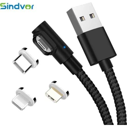 5A Fast Charging Magnetic USB Cable Charger L-Shape Micro USB Data Cable for iphone X Samsung S8 Huawei Xiaomi mi8 LG Usb Type C