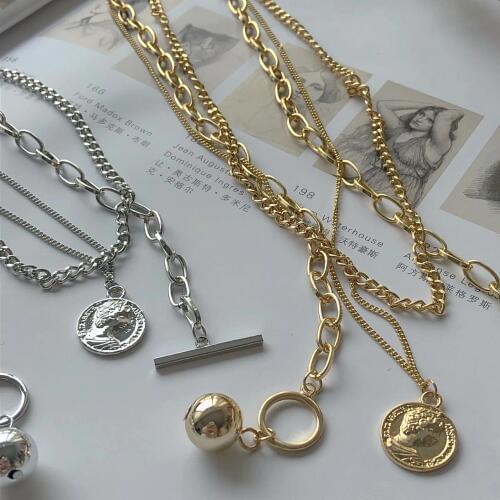 American cool wind vogue is recreational metallic ball coin is folded wear web celebrity necklace ways temperament necklace 805