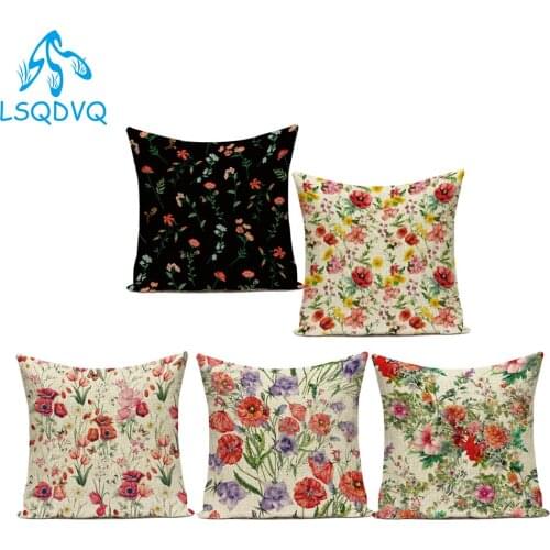 Decorativepillows Case Flower Floral Sofa Pillow Farmhouse Home Decor Polyester Cushion Cover for Living Room Decoration