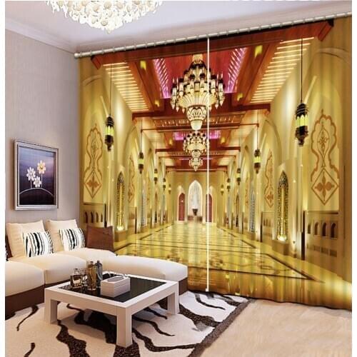 Photo 3D Curtains for Living Room Window GOLDEN curtains