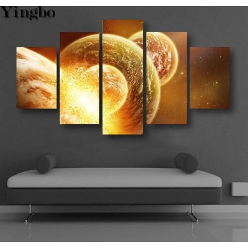 Galaxy space diamond painting 5 Panel diamond embroidery mosaic picture of rhinestones cross-stitch Multi-pictures home decor