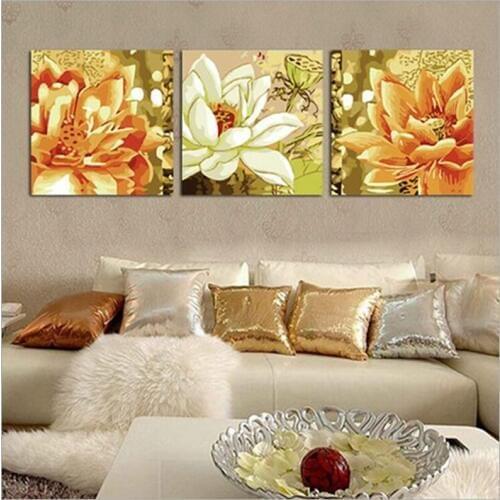 Cuadros decoracion Triptych canvas painting 50*50cm *3 painting by numbers home decoration wall pictures for living room H502