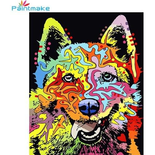Paintmake Animal DIY Paint By Numbers Drawing Kits color dog Oil Painting On Canvas For Home decor Wall Art Picture