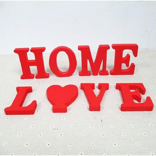Red Wooden Letters Alphabet DIY Name Art Craft Photography Free Standing Love Heart Wedding Birthday Party Props Home Decoration