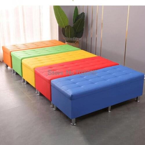 Clothing store rectangular sofa shoe changing stool bed end multifunctional storage stool dressing room fitting room stool leath