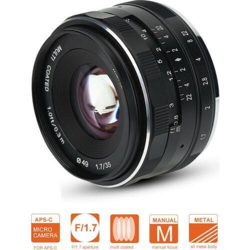 Meike MK-35mm F1.7 Wide Angle-Prime Manual Focus Lens APS-C for DSLR SONY CANON FUJI NIKON Micro Camera