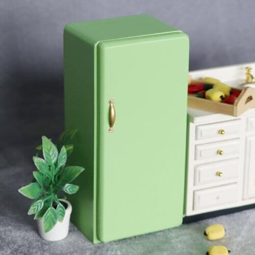 1/12 Dollhouse Miniature Accessories Mini Wooden Single Door Refrigerator High Simulation Fridge Model for Doll House Decoration