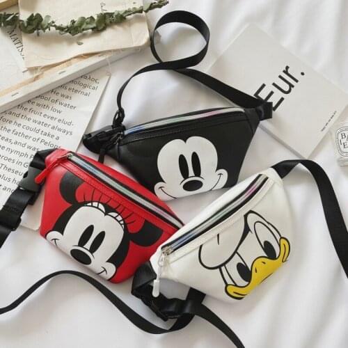Disney children fashion waist bag boy girl cute cartoon kindergarten shoulder bag coin purse wild princess chest bag mickey bag