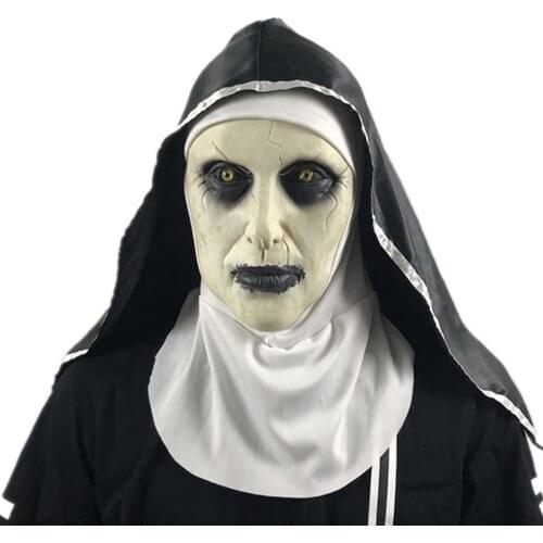 The Nun Valak Horror Movie Inspired Prop Bust Latex Headgear Halloween Darkness Face-Cover for Party Bar and Film Props XIN