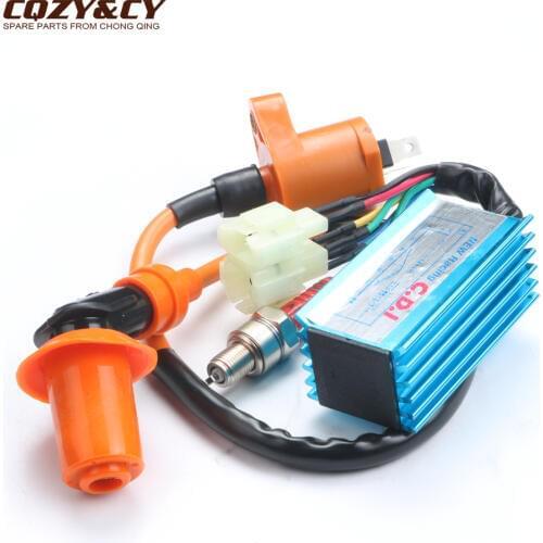 Motorcycle Performance Racing AC CDI Coil Spark Plug Set for GY6 50cc 125cc 150cc 139QMB 152QMI 157QMJ Scooter Karting ATV