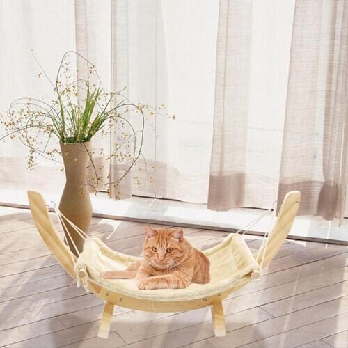 Soft Hanging Cat Chair Tree Hammock Bed Window Cat Cage Hammock Washable Pet Cat Kitty Wooden Bed Summer Winter Mat Toy Bed