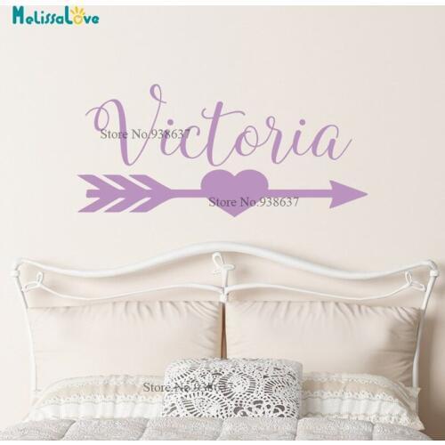 Love Theme Sticker Cupids Arrow Custom Name Girls Name Decals Nursery Decor Baby Room Vinyl Wall Stickers BA018