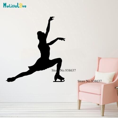 Wall Decal Figure Skater Pose Wall Sticker Vinyl Wall Mural For Girls Bedroom Ice Skating Wall Decor Ice Rink Poster CL266