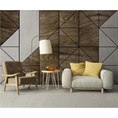 XUE SU Custom wall covering Nordic simple personality wood board geometric TV background wall paper mural