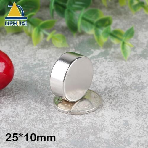 LISHUAI 2pcs Neodymium magnet 25x10 mm super strong round rare earth magnetic 25*10 powerful permanent magnet
