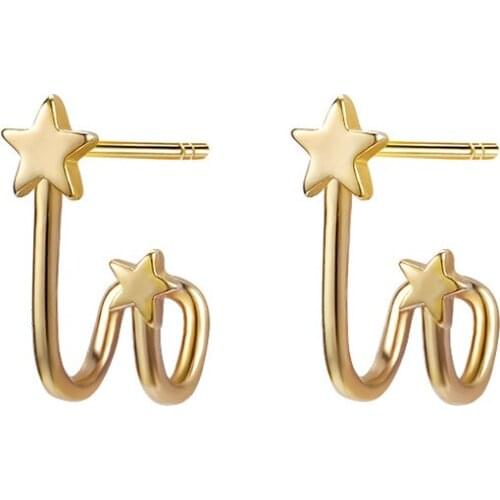 2021 New Hot Selling Simple Stylish Gold Color Star Studs Earrings For Women Exquisite Versatile Copper Ear Studs Female Fashion