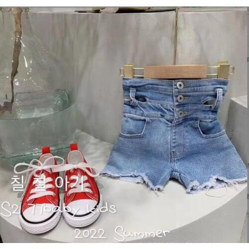 2020 new wholesale girls denim shorts patchwork summer fashion girls shorts 4-10 t F297