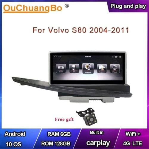 Ouchuangbo PX6 car gps android screen radio for Volvo S80 2004-2011 with 8 core 4GB+64GB androdi 9.0 system