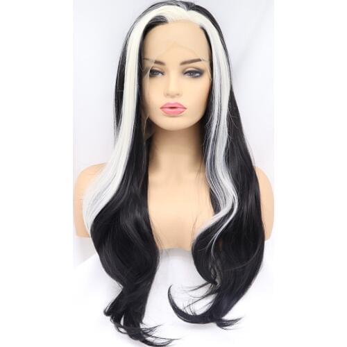 Sylvia Black /White/Blonde Synthetic Lace Front Wig Natural Wave Wig Heat Resistant Fiber Long Wig