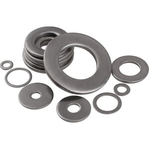 Flat Washers DIN125 M3 M4 M5 M6 M8 M10 M12 M14 M16 M18 M20 304 Stainless Steel Plain Gasket Pad Thickness 0.5/0.8mm