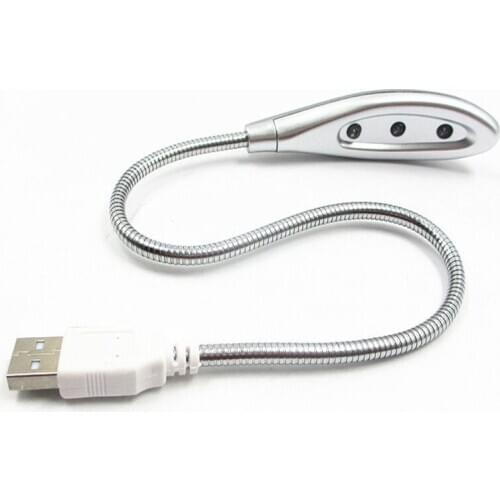 Portable Creative USB Gadgets High-brightness LED Lamp Flexible Gooseneck USB Reading Lamp with 3 LED Lights