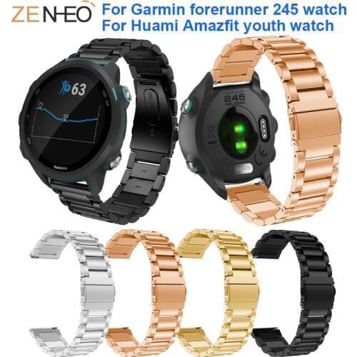 Stainless steel band For Garmin forerunner 245/245M watch strap 20mm For Samsung Galaxy Watch 42mm watches bands wrist bracelet