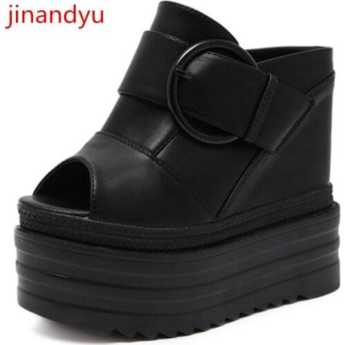 Black Sandal Platform Heels Women Wedge Sandals New Summer Shoes Ladies Heels Sandalias Plataforma Slides Slippers Mule Plate