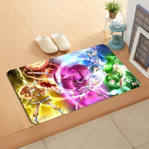 Custom Smile Precure! Doormat Floor/Bath/Kitchen/Beach Mat Flannel Sponge Fabric 3D Printed Shaggy Custom Decoration For Bedroom