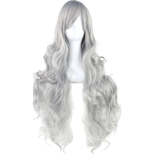 Soowee 20 Colors 80cm Long Curly Women Heat Resistant Synthetic Hair Blonde Gray Party Cosplay Wigs
