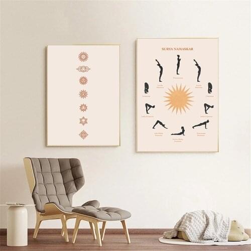 Surya Namaskar Yoga Canvas Poster Sun Salutation Print Paintings Abstract Wall Art Prints Nordic Decoration Picture Home Decor