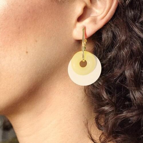 Vedawas Boho Fashion Roungd Acrylic Resin Drop Earrings for Women Trendy Luxury Hanging Pendant Earrings Wedding Jewelry Party