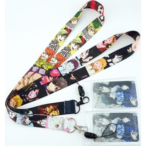 Japan Anime Black Butler Kuroshitsuji Lanyards Neck Strap ID Card Mobile Phone Strap USB Badge Holder Rope Key Chain Gift Otaku