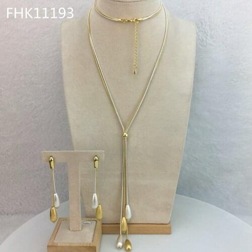 Yuminglai 24K African Sets Fashion Necklace Earrings Rose Gold Color Jewelry Set for Women FHK11193