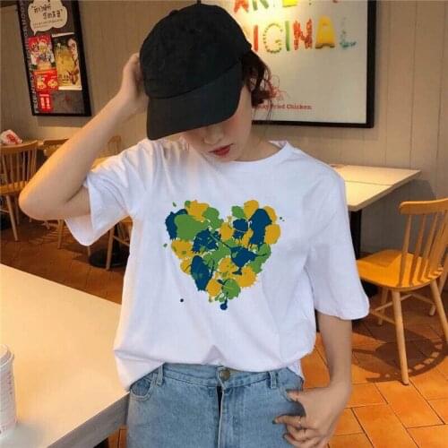 Women Clothes Lady Tees Graphic Printed Love Heart Sweet Valentine Cute 90s Style Fashion Tops Female T Shirt Fashion Tshirt