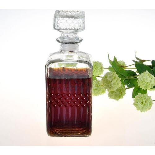 1PC Diamond 800ml Glass Wine Bottle Wine Water Jug Whiskey Bottle Wine Decanter Dispenser Liquor Shaker JR 1088