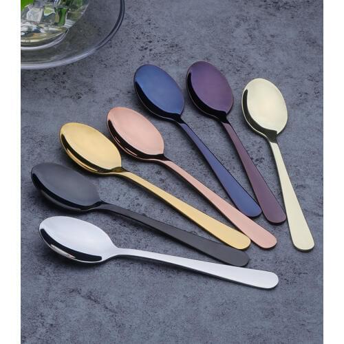 1PC Teaspoon Rose Gold Plated Tea Spoon Cutlery Set Stainless Steel Mirror Tablespoon Tableware For Tea Party PA 006