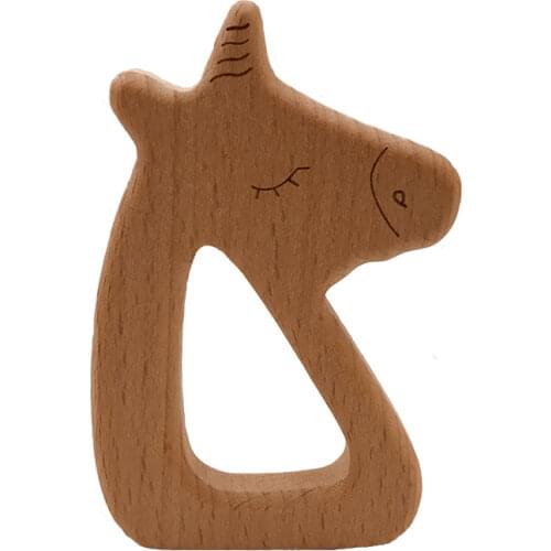 1PCS Pacifier Chain Baby Supplies Wooden Tooth Bakelite Pendant Animal Wooden Cartoon Rodent Horse Head Baby Teether Birth Nurse