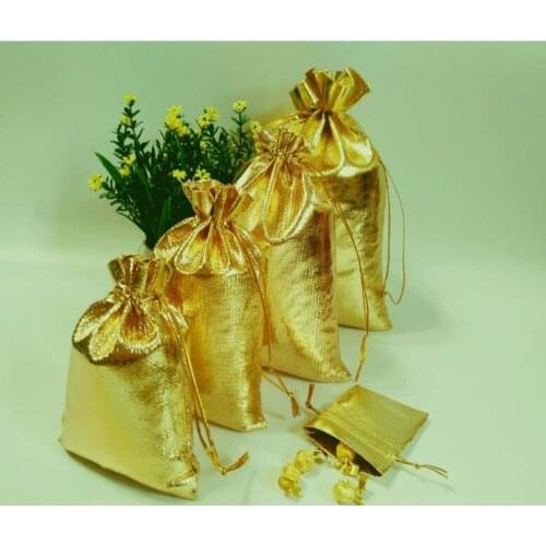 100pcs/lot Gold Silver Foil Organza Bag Jewelry Candy Gift Bags Wedding Party Favor Pouch Christmas Decoration Packaging Bags