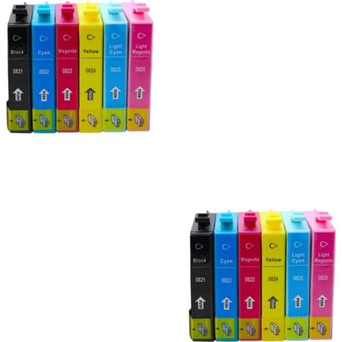 12pcs ink cartridge Luocai for epson T0821-T0826 for Epson Stylus R390/R270/R290/R295/RX590/RX615/RX610/RX690 printer 0821