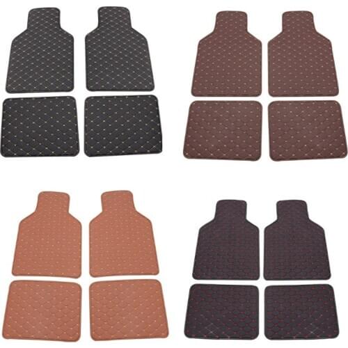 2021 New Universal Fit 4pcs PU Leather Car Floor Mat Waterproof Foot Pads Protector