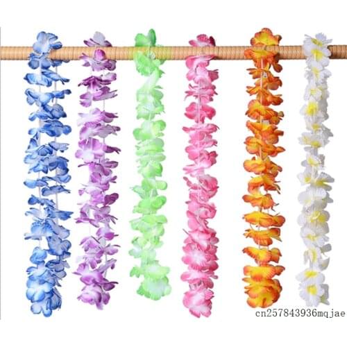 36pcs Glowing Light Hawaii Floral Wreath Dance Party Women Girls Hawaiian Costume Flower Garland Necklace Hula
