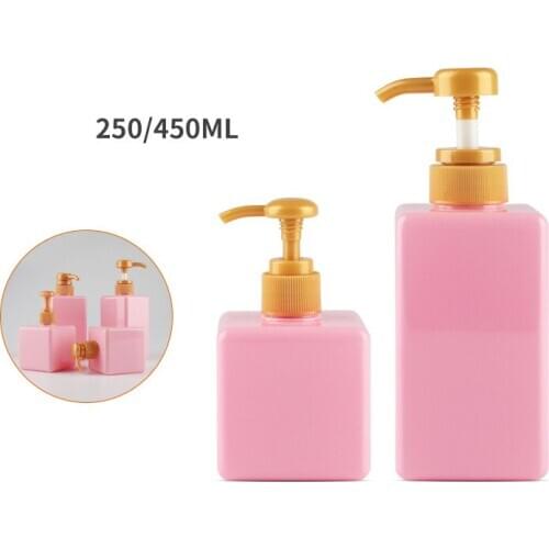 6pcs Empty Refillable Bottles Lotion Container Pump PET Shampoo Cosmetic Emulsion Jar Filled Shower Lotion Bottles 250ml 450ml